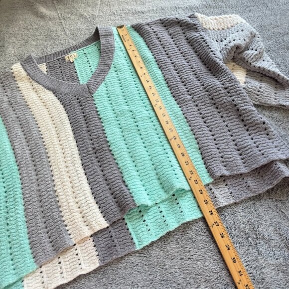 Pol Color Pop Womens Chunky Knit Striped Sweater Chenille Oversized Large 19231 - Picture 6 of 11